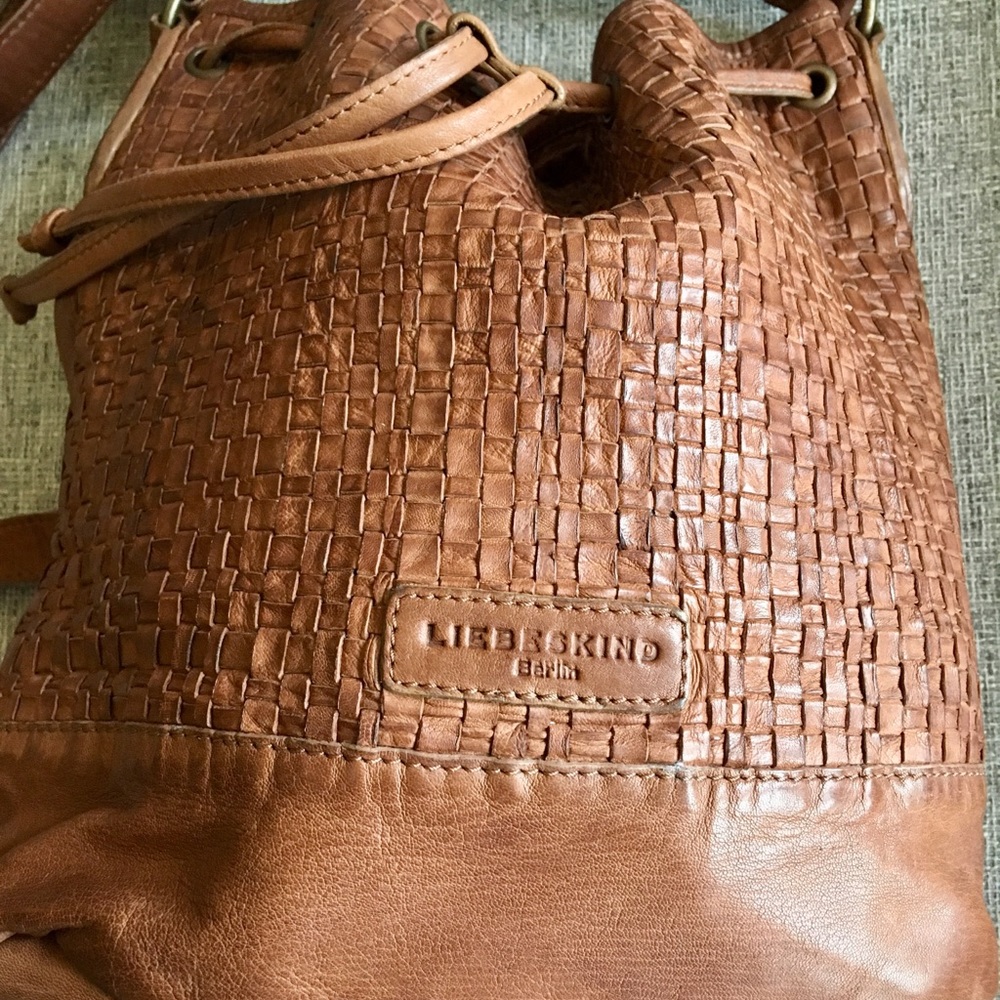 Liebeskind Woven Drawstring Crossbody Bag in Cognac Brown - Picture 4 of 14